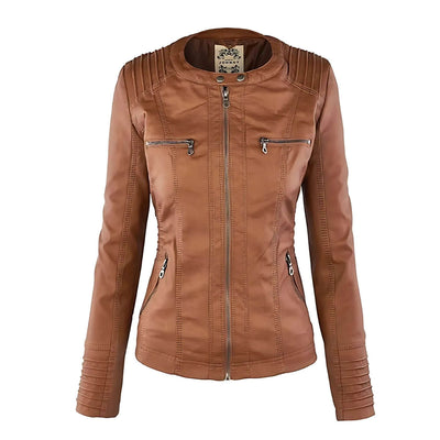 Sandra - Premium Vegane Leder-Kapuzenjacke