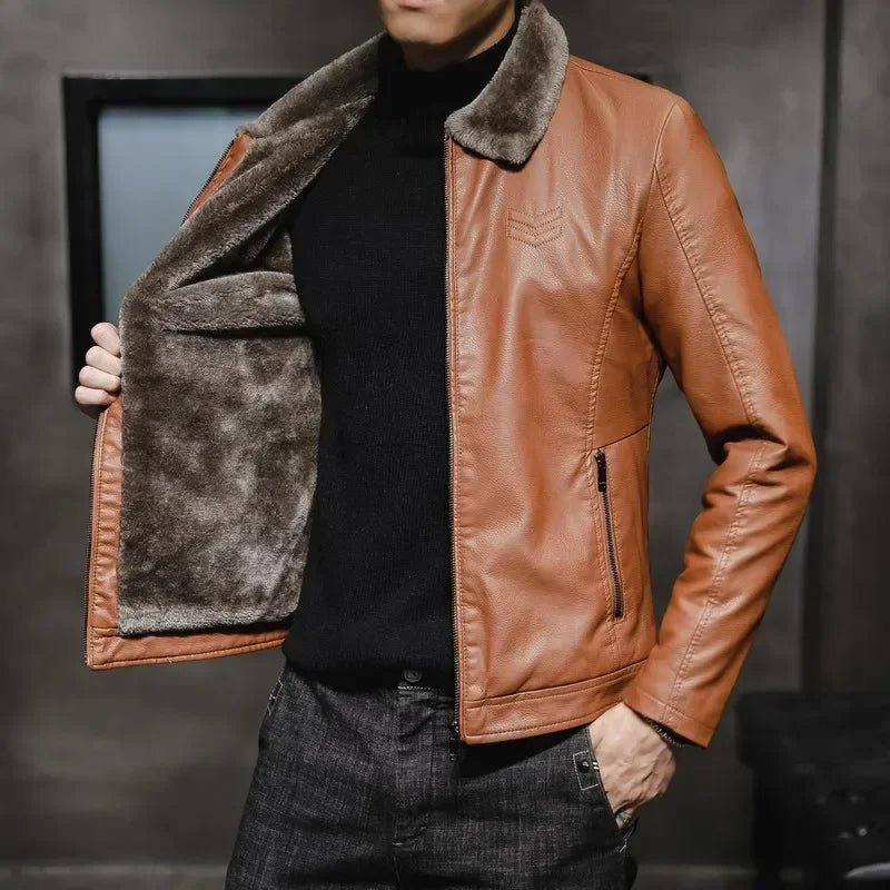 Chai | Herren Vintage Lederjacke Braun für Winter