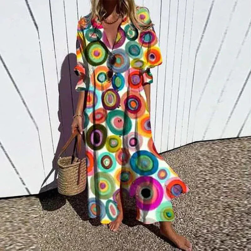 Cassidy - Boho-Maxikleid mit Puffärmeln
