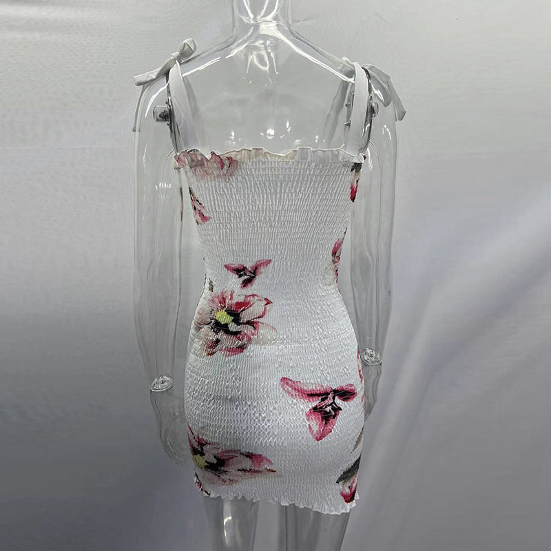 MARIES - Blumenärmelloses Minikleid