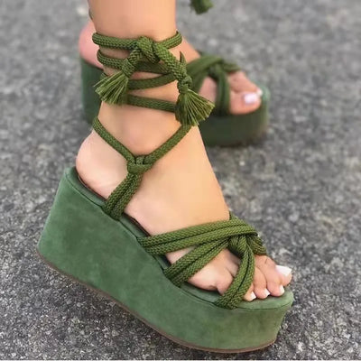 Mocarra | Plateau-Sandalen mit Gekreuzter Krawatte