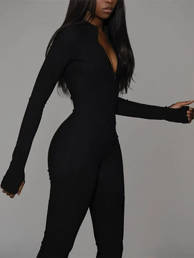 Amara | Sportlicher Bodycon-Jumpsuit für Damen – Einfarbig und Figurbetont