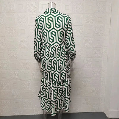 Loretta - Langärmeliges Kleid mit geometrischem Muster