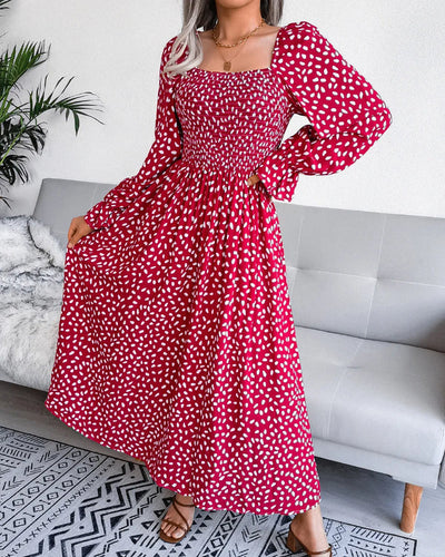 Mocarra | Langärmeliges Plissee-Kleid mit Quadratischem Ausschnitt