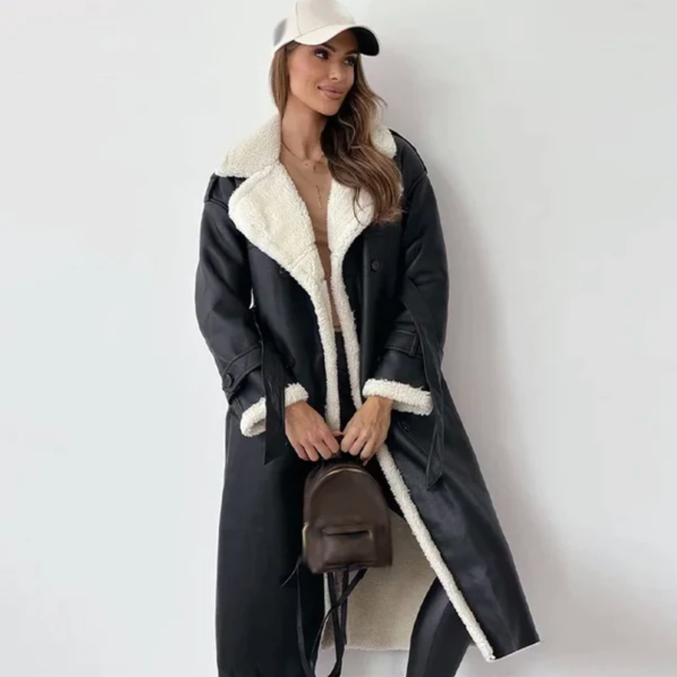 Mocarra | Lange klassische Jacke mit Fleecefutter und Teddykragen