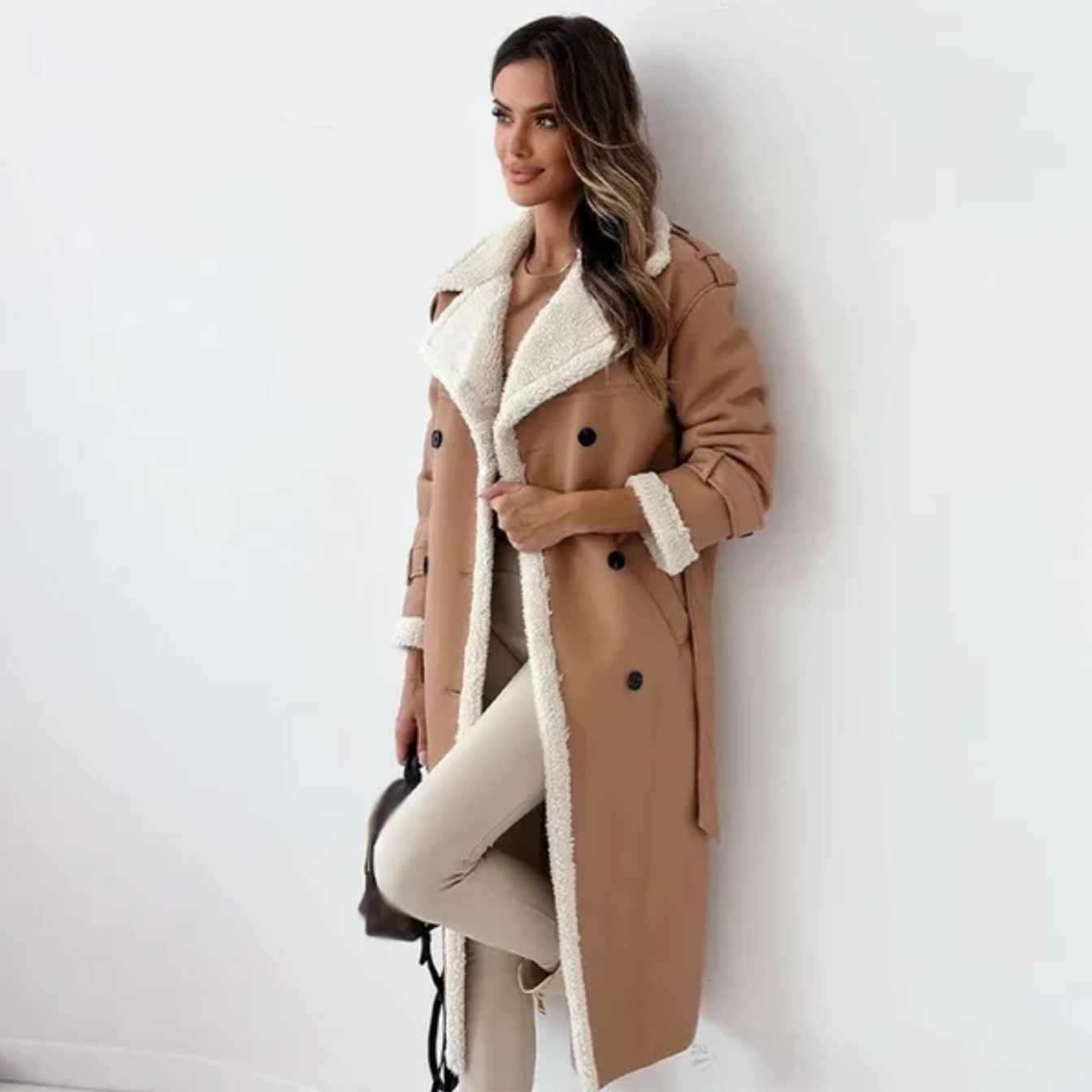 Mocarra | Lange klassische Jacke mit Fleecefutter und Teddykragen
