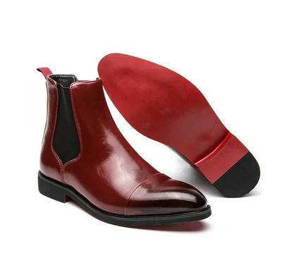 Mocarra | Glänzende braune Chelsea-Lederstiefel für Männer