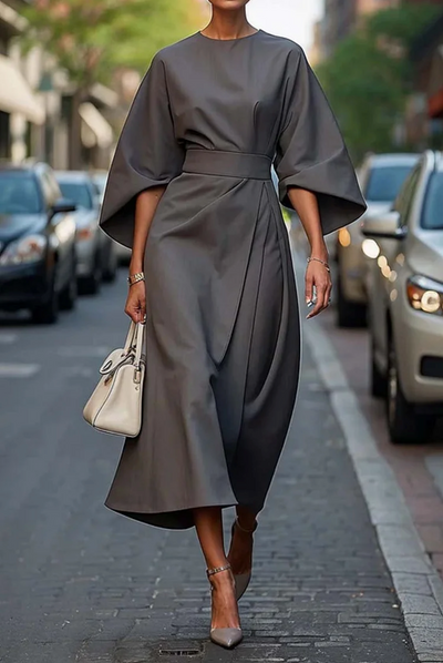 Penelope - Elegantes Damenkleid Mit Gürtel Und Weiten Ärmeln Für Festliche Anlässe