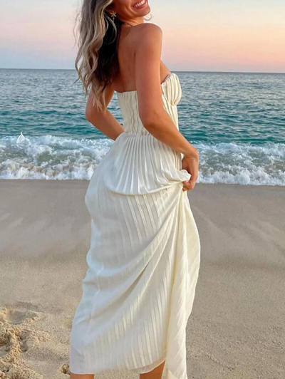 Mocarra |  Elegantes Trägerloses Maxikleid mit Falten