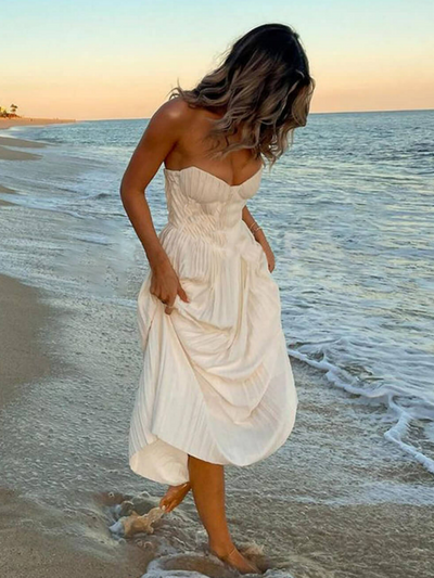 Mocarra |  Elegantes Trägerloses Maxikleid mit Falten