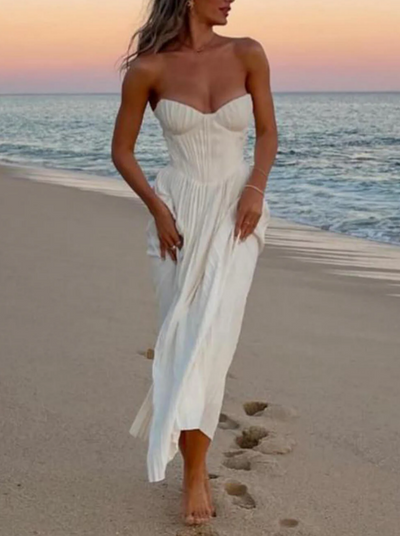 Mocarra |  Elegantes Trägerloses Maxikleid mit Falten