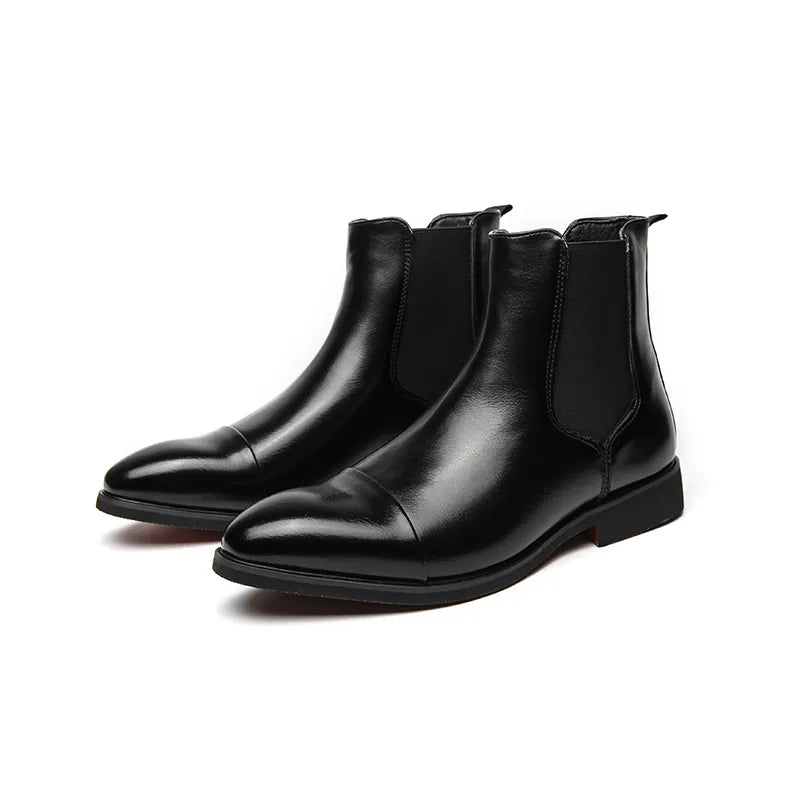 Mocarra | Glänzende braune Chelsea-Lederstiefel für Männer