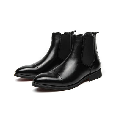 Mocarra | Glänzende braune Chelsea-Lederstiefel für Männer