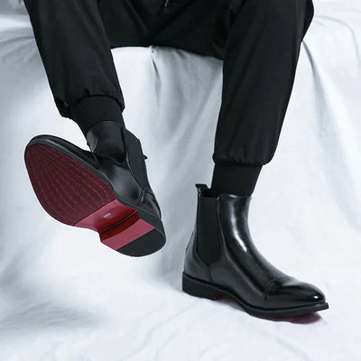 Mocarra | Glänzende braune Chelsea-Lederstiefel für Männer