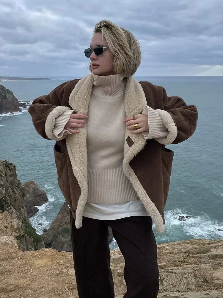 Lena | Modische oversize lammfelljacke für damen