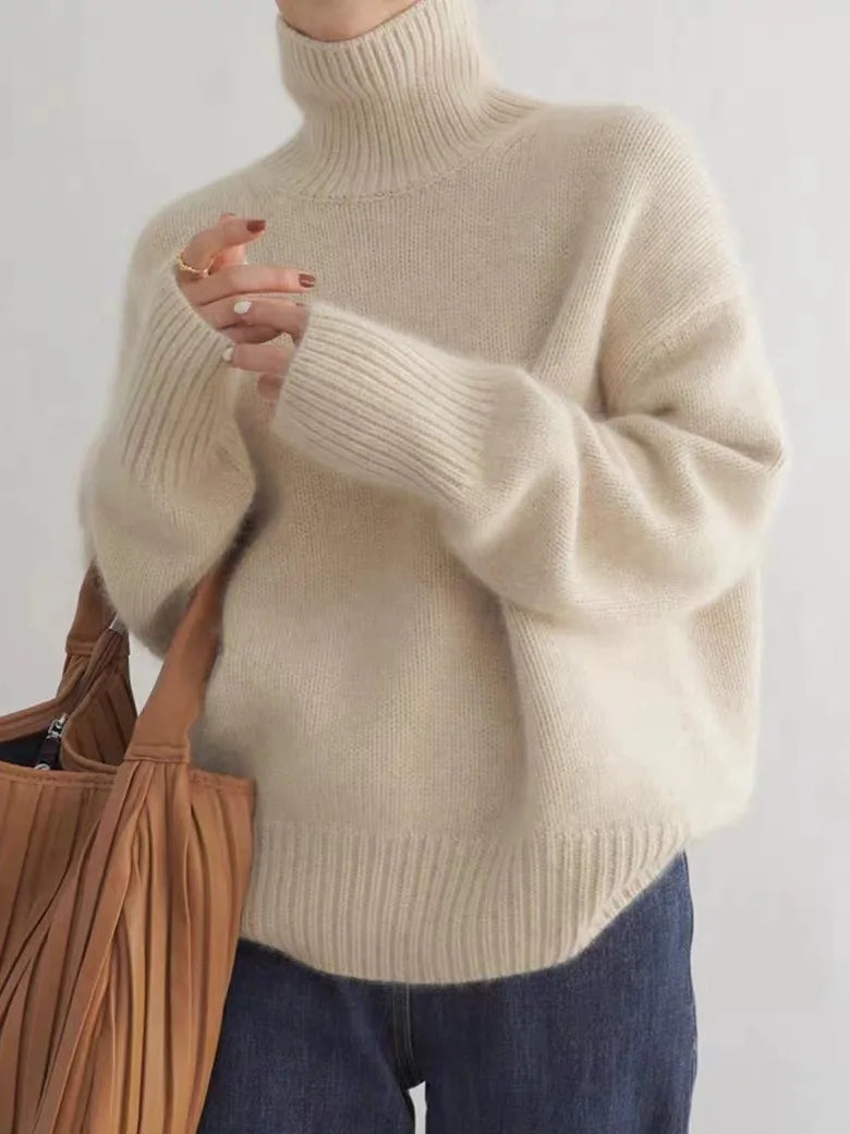 Samira | Eleganter Damen Rollkragenpullover in Unifarbe Strick