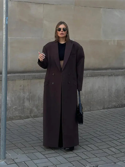 Carmela | Damen Eleganter Doppelreihiger Mantel mit Gepolsterten Schultern