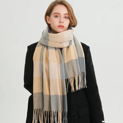 Elisa | Modischer winter-karoschal für damen, warm und dick wie eine decke