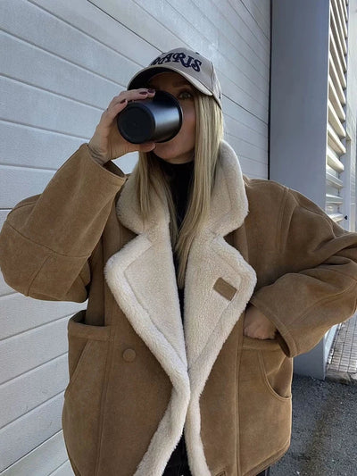 Lena | Modische oversize lammfelljacke für damen