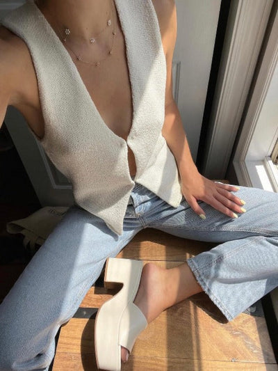 Mocarra | 3-Knopf hohl loosec chic top