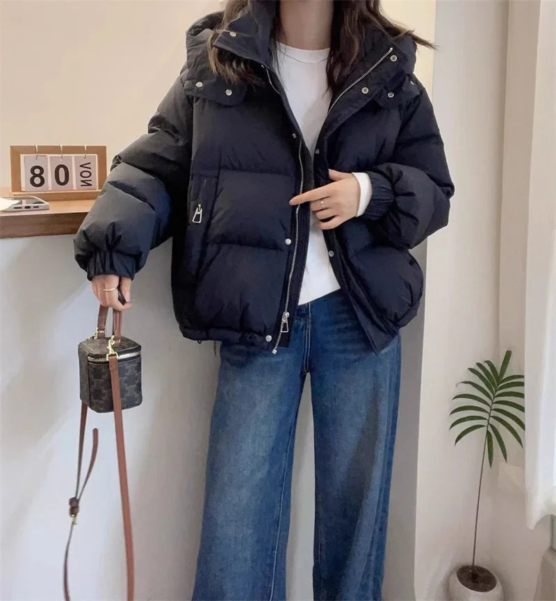 Danica | Damen Kapuzen Pufferjacke aus Baumwolle Dick und Warm für Petite