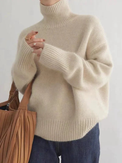 Samira | Eleganter Damen Rollkragenpullover in Unifarbe Strick