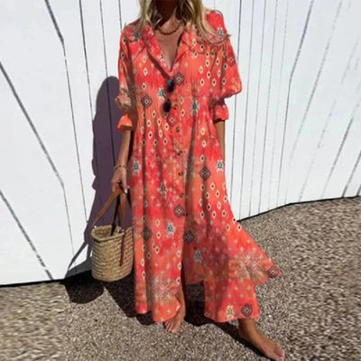 Cassidy - Boho-Maxikleid mit Puffärmeln
