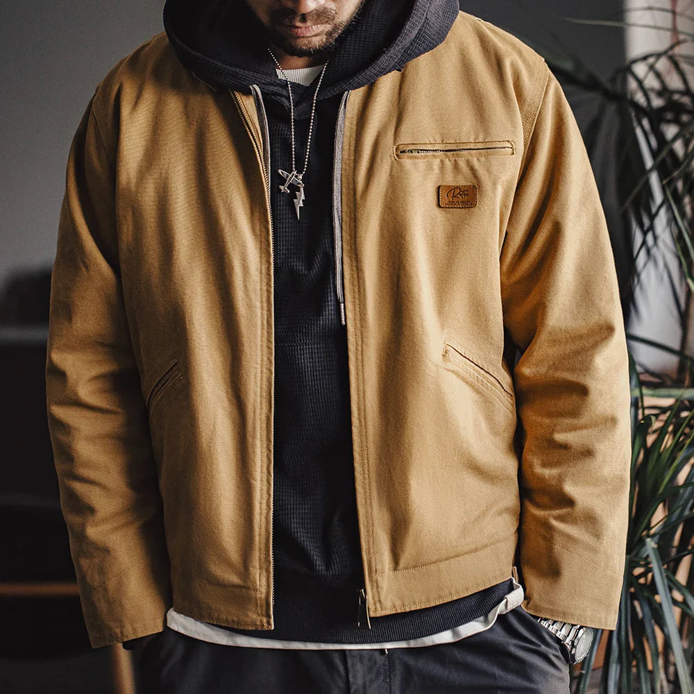 Jack | Retro Canvas Baumwoll-Jagdjacke Herren mit Reißverschluss