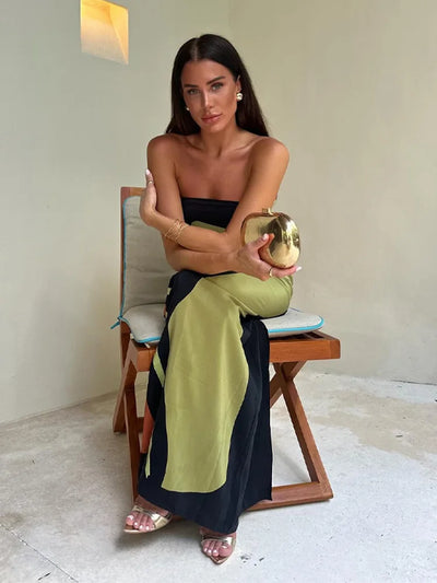 Mocarra | Trägerloses farbiges Maxikleid