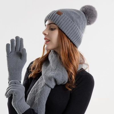 Aina | Set Damen Wintermütze Schal und Touchscreen-Handschuhe