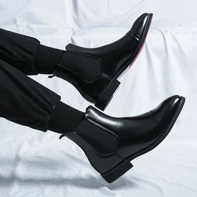 Mocarra | Glänzende braune Chelsea-Lederstiefel für Männer