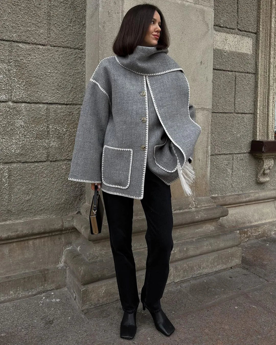 Zareen | Herbst Winter Damenjacke mit Schalkragen