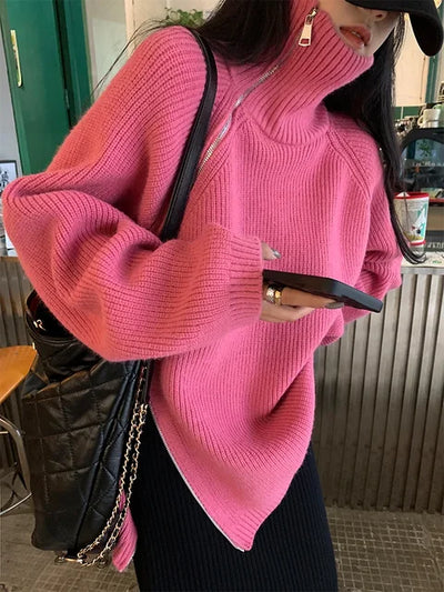 Mocarra | Asymmetrischer Pullover mit Reißverschluss