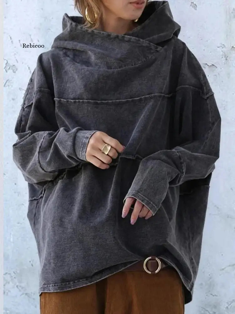 Salma | Stilvoller Frauenmantel und Pullover-Mantel aus Denim