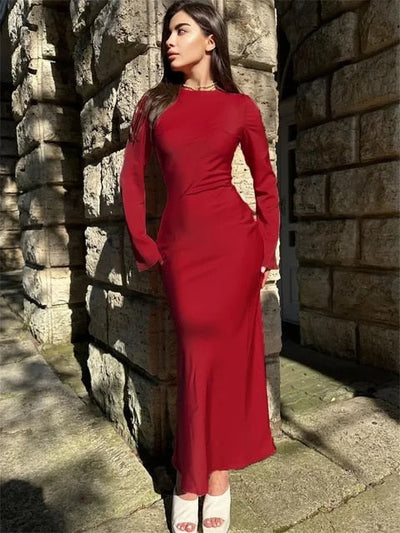 Mocarra | Schlankes Satin Maxikleid