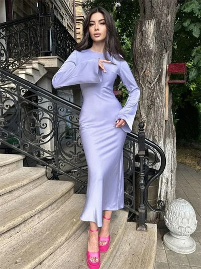 Mocarra | Schlankes Satin Maxikleid