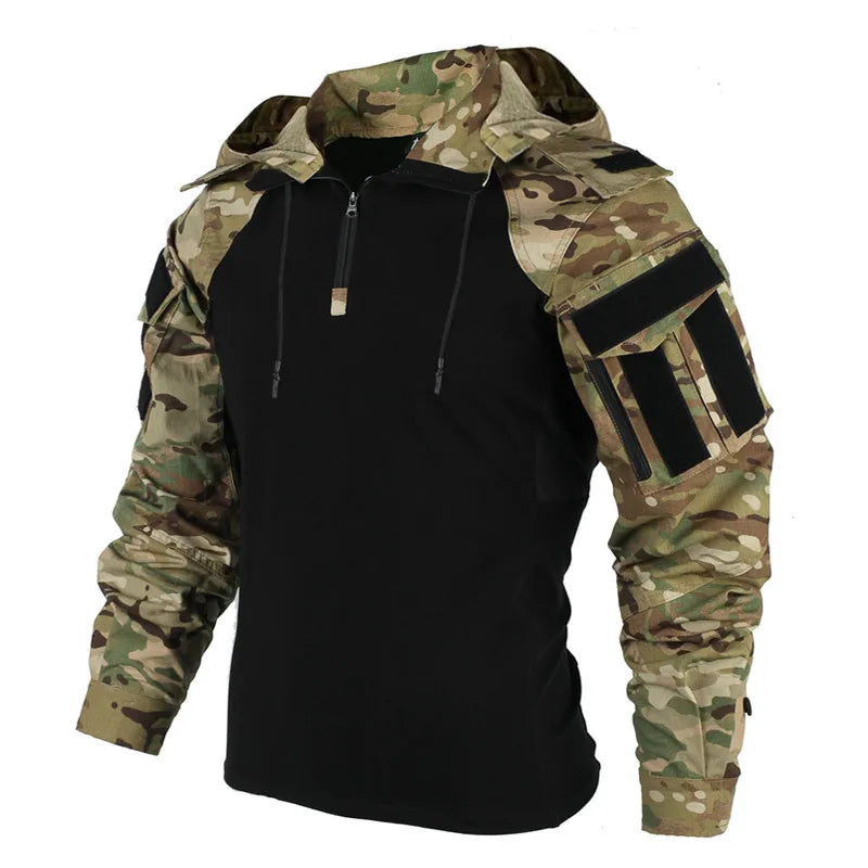 Mocarra | Outdoor-Camouflage-Jacke mit Kapuze und halbem Reißverschluss
