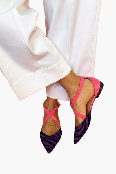 Zarella™ | Flache Sandalen im Zebramuster
