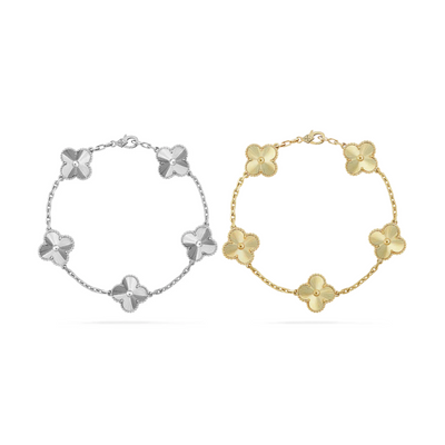 KLEEBLATT ARMBAND SET | GOLD SILBER