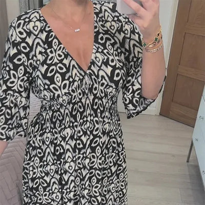 Mocarra | V-Ausschnitt Bohemian Langes Kleid
