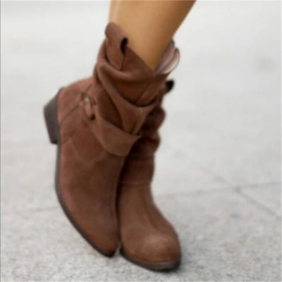 Mocarra | Kurze braune Stiefel mit niedrigem Absatz