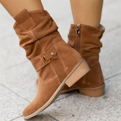 Mocarra | Kurze braune Stiefel mit niedrigem Absatz