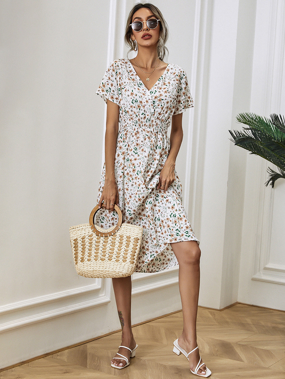 Marion - Elegantes Sommerkleid mit Blumendruck