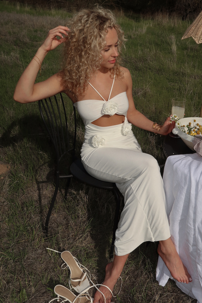 Mocarra | Frühling Blume Ausgeschnitten Kleid