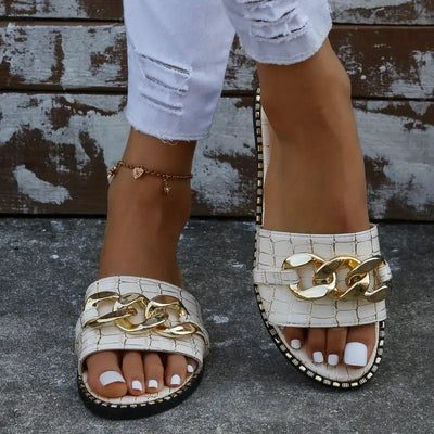 Alicia - Metallische Chian-Dekor-Sandalen für Frauen [Letzter Tag Rabatt]