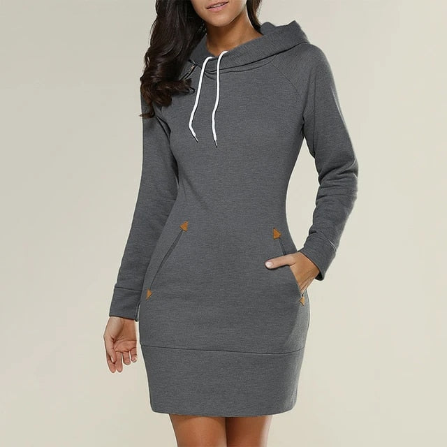 Mocarra | Langärmeliges Warmes Kleid mit Kapuze