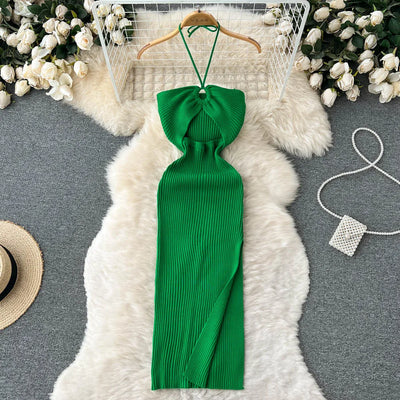 Mocarra | Schicke Mode sexy Hüften geteilt gestricktes Sommerkleid