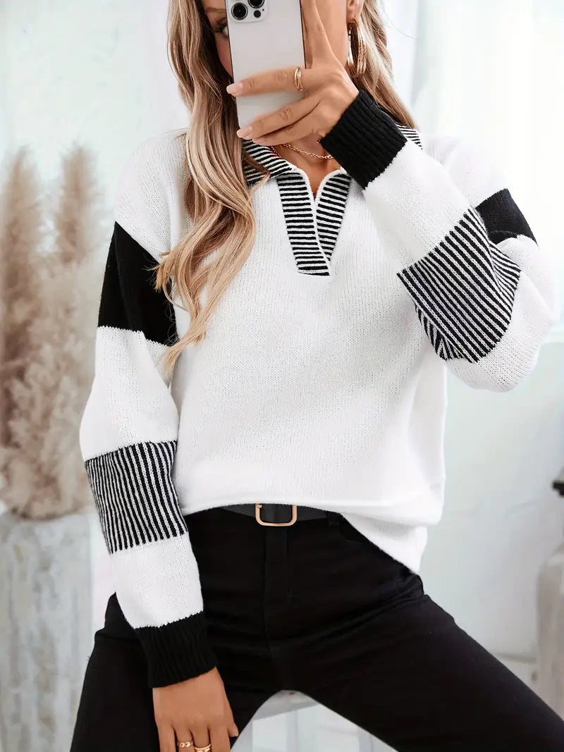 Damen FREIZEIT STRICKPULLOVER | MODERNER FARBMIX, KOMFORTABEL, STILVOLL