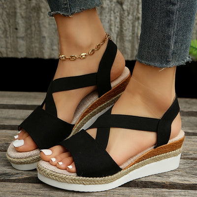 Monique - Keilsandalen Kreuzriemen Plattform Gladiator