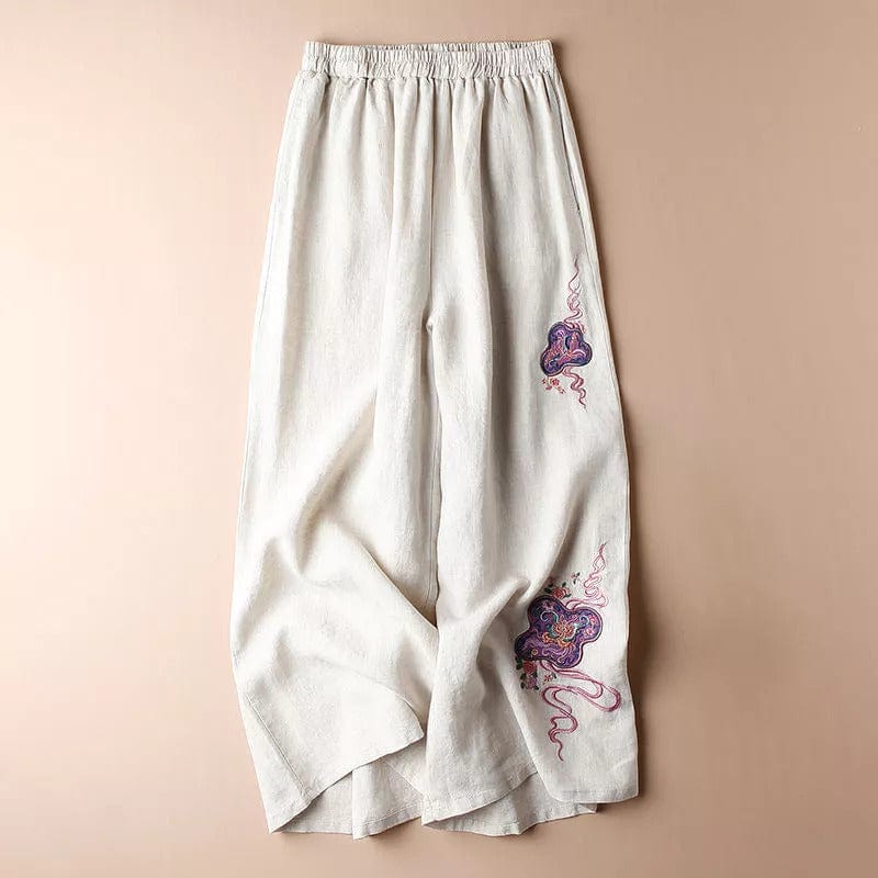AMICA -  Weit geschnittene Hosen mit Stickerei-Design